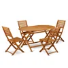 East West Furniture Wooden Patio Set Natural Oil, Dibs5cwna