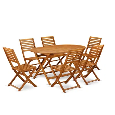 East West Furniture Wooden Patio Set Natural Oil, Dibs7cwna