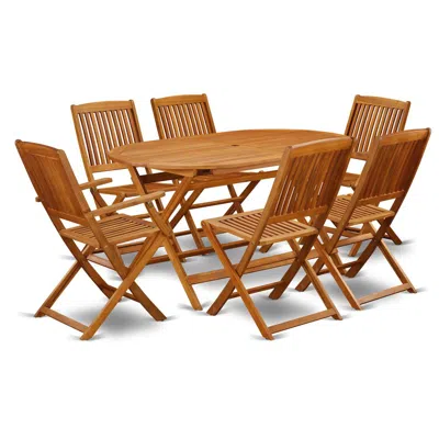 East West Furniture Wooden Patio Set Natural Oil, Dicm72cana