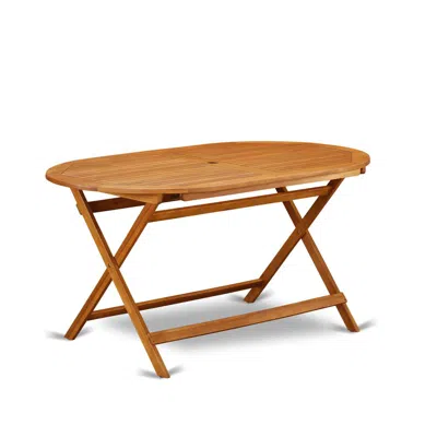 East West Furniture Wooden Patio Table Natural Oil, Bditfna In Brown