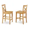 East West Furniture X-back Stool With Wood Counter Seat In Oak Finish, Set Of 2