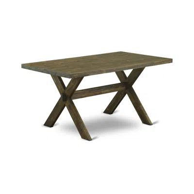East West Furniture X-style Kitchen Dining Rectangle Wooden Table Top With Stylish Legs In Brown