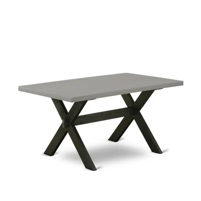 East West Furniture X-style Mid-century Modern Dining Rectangle Wooden Table Top With Stylish Legs In Gray