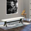 East West Furniture X-style Modern Kitchen Bench With Wooden Seat, 72x15x18 Inch, Xb627 In White