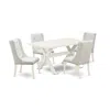 East West Furniture X026fo244-5 5-pc Dining Table Set Contains 4 White Pu Leather Dining Chairs Button Tufted With Nailh