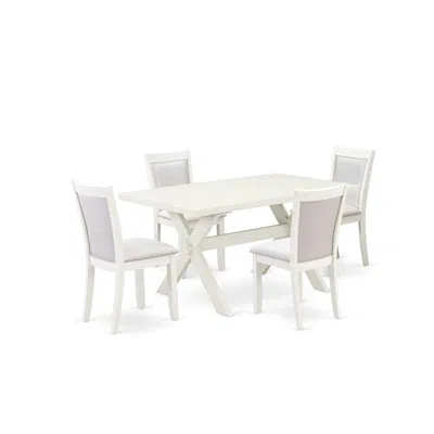East West Furniture X026mz001-5 5-piece Dinette Set Contains A Modern Dining Table And 4 Cream Dining Room Chairs - Wire In White