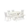 East West Furniture X026mz001-6 6-pc Dining Table Set Contains A Dinner Table - 4 Cream Dining Chairs And A Bench - Wire