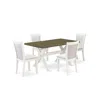 East West Furniture X076mz001-5 5-piece Dining Set Consists Of A Wooden Dining Table And 4 Cream Dining Chairs - Wire Br