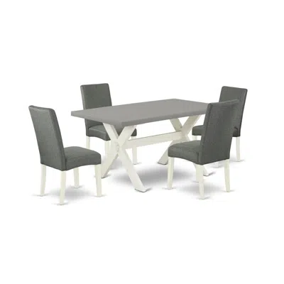 East West Furniture X096dr207-5 5-pc Dining Room Set - 4 Dining Padded Chairs And 1 Modern Rectangular Cement Breakfast 