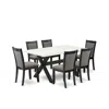 East West Furniture X626mz650-7 7 Pc Dining Set - Linen White Dining Table With 6 Dark Gotham Grey Chairs - Wire Brushed