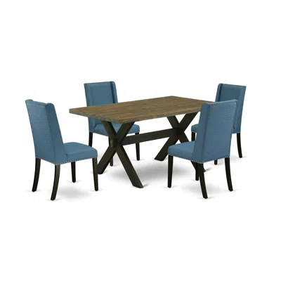 East West Furniture X676fl121-5 5-piece Fashionable Dining Room Table Set A Good Distressed Jacobean Dining Room Table T In Multi