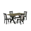 East West Furniture X676mz606-5 5 Piece Dinette Set - Distressed Jacobean Table With 4 Shitake Linen Fabric Kitchen Chai In Black