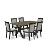 East West Furniture X676mz606-7 7 Pc Dinette Set - Distressed Jacobean Wood Dining Table With 6 Shitake Parson Chairs -  In Black