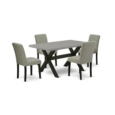 East West Furniture X696ab106-5 5-pc Modern Dining Table Set - 4 Parson Dining Chairs And 1 Modern Rectangular Cement Ki