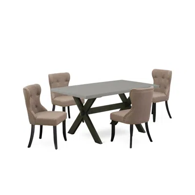 East West Furniture X696si648-5 5-piece Kitchen Dining Room Set- 4 Parson Chairs With Coffee Color Linen Fabric Seat And
