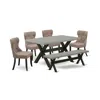 East West Furniture X696si648-6 6-pc Dining Table Set- 4 Dining Chairs With Coffee Linen Fabric Seat And Button Tufted C