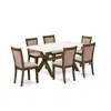 East West Furniture X726mz716-7 7 Piece Modern Table Set - A Dining Table With Trestle Base And 6 Dining Room Chairs - D In Brown