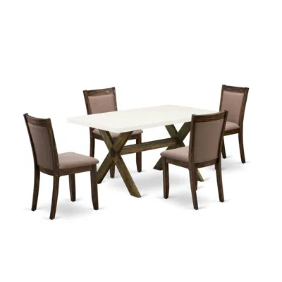 East West Furniture X726mz748-5 - 5-pc Dining Room Table Set - 4 Dining Chairs And 1 Kitchen Dining Table (distressed Ja