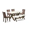 East West Furniture X726mz748-6 - 6-pc Dining Set - 4 Dining Chairs, A Wood Bench And 1 Modern Dining Room Table - Linen