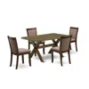 East West Furniture X776mz748-5 - 5-pc Modern Dining Set - 4 Parson Chairs And 1 Dining Table (distressed Jacobean Finis In Brown