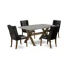 East West Furniture X796fo749-5 5-piece Kitchen Table Set Consists Of 4 Black Pu Leather Parson Dining Chairs Button Tuf
