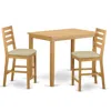 East West Furniture Yacf3-oak-c 3 Pc Counter Height Set - Counter Height Table And 2 Dinette Chairs.