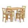 East West Furniture Yapb5-oak-c 5 Pc Counter Height Dining Set - High Top Table And 4 Dining Chairs.