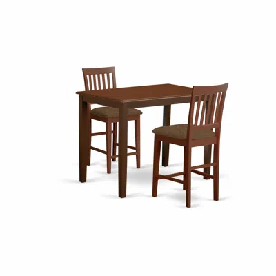 East West Furniture Yavn3-mah-c 3 Pc Counter Height Dining Set - High Top Table And 2 Kitchen Dining Chairs.