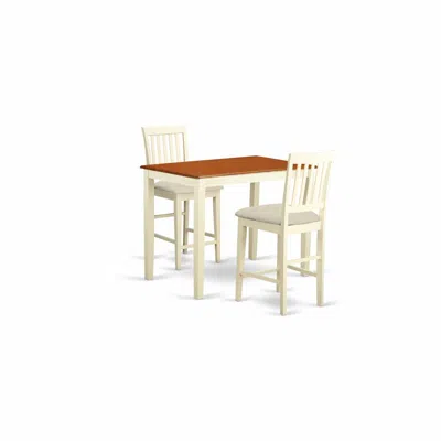 East West Furniture Yavn3-whi-c 3 Pc Counter Height Dining Room Set-pub Table And 2 Kitchen Chairs. In White