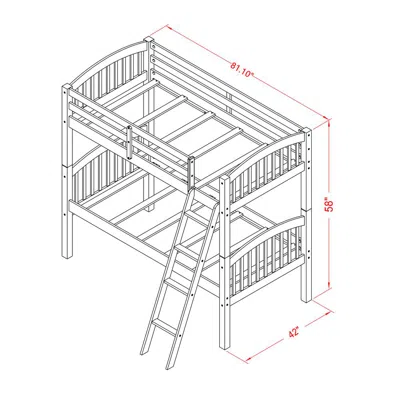 East West Furniture Youth Bunk Bed White, Veb-05-t