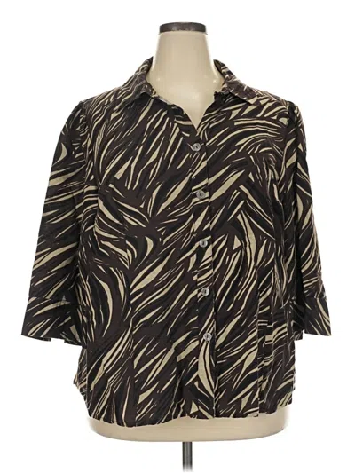 Pre-owned East5th 3/4 Sleeve Button Down Shirt In Brown