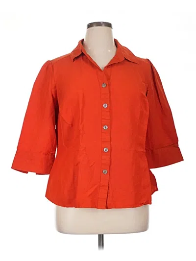 Pre-owned East5th 3/4 Sleeve Button Down Shirt In Orange