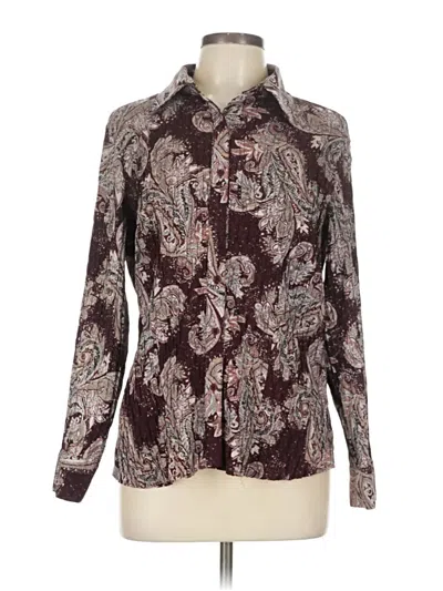 Pre-owned East5th Long Sleeve Blouse In Burgundy