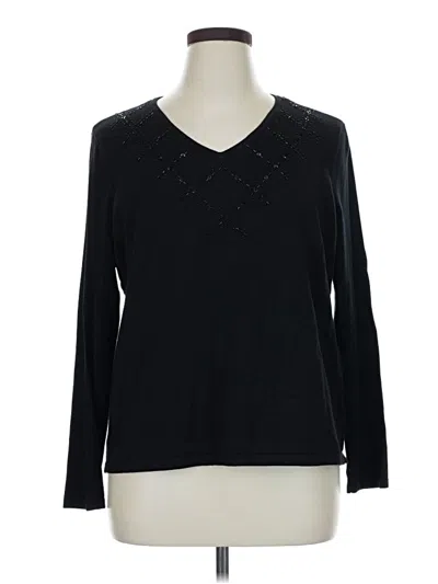 Pre-owned East5th Long Sleeve Top Black V-neck Tops