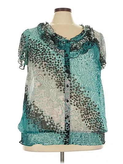 Pre-owned East5th Short Sleeve Blouse In Teal