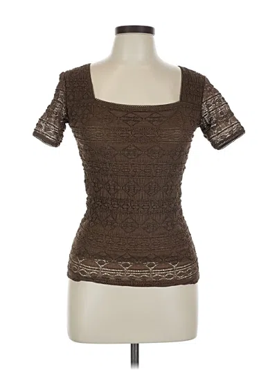 Pre-owned East5th Short Sleeve Top Brown Square Neckline Tops