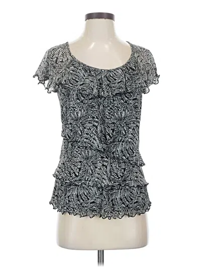 Pre-owned East5th Short Sleeve Top Gray Ruffles Neckline Tops