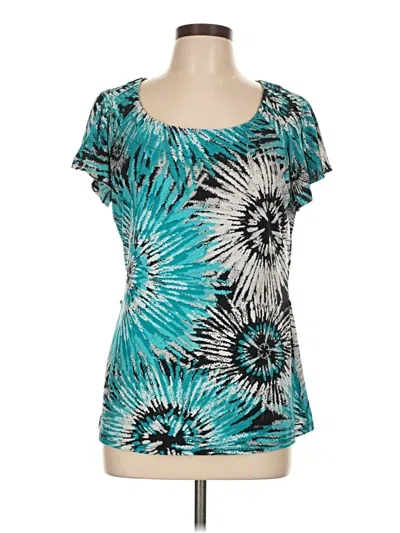 Pre-owned East5th Short Sleeve Top Teal Scoop Neck Tops In Blue