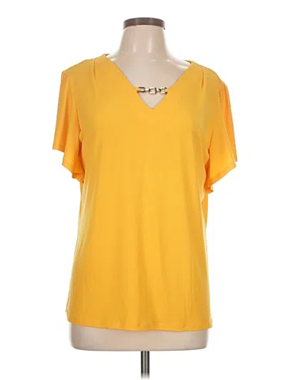 Pre-owned East5th Short Sleeve Top Yellow Cold Shoulder Neckline Tops