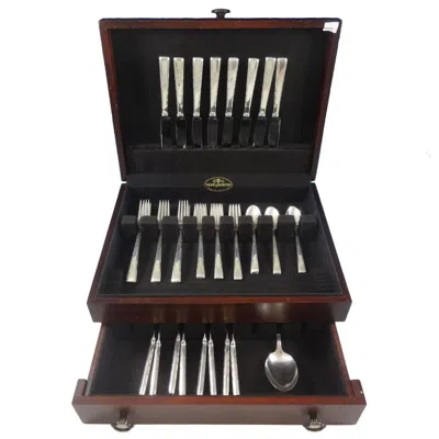 Pre-owned Easterling Horizon By  Sterling Silver Flatware Set For Eight Service 41 Pieces In Black