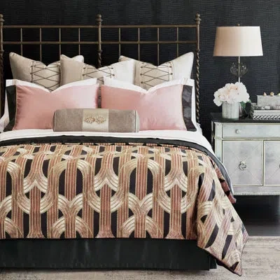 Eastern Accents Arwen Rose Gold Duvet Cover In Black;pink;gold;rose Gold