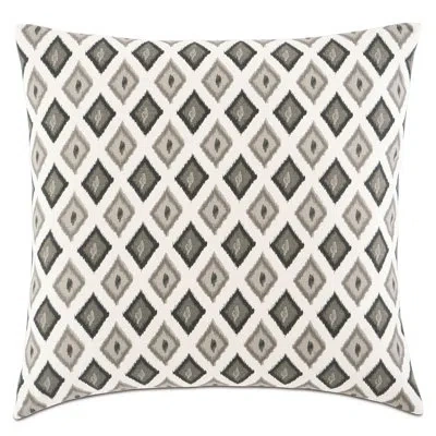 Eastern Accents Bale 100% Cotton Faux Down Ikat Throw Pillow Cover & Insert In Gray