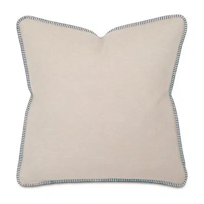 Eastern Accents Bellingham By Thom Filicia Blanket-stitched Flannel Throw Pillow Cover & Insert In Brera Bisque,denim
