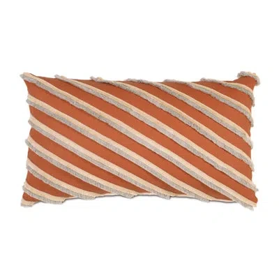 Eastern Accents Bowie Breeze 100% Linen Striped Lumbar Pillow Cover & Insert In Orange