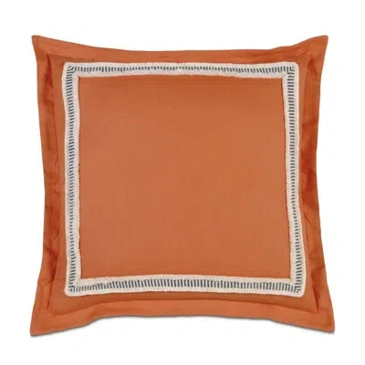 Eastern Accents Bowie Breeze Square 100% Linen Pillow Cover & Insert In Breeze Tangerine;gretel Cream