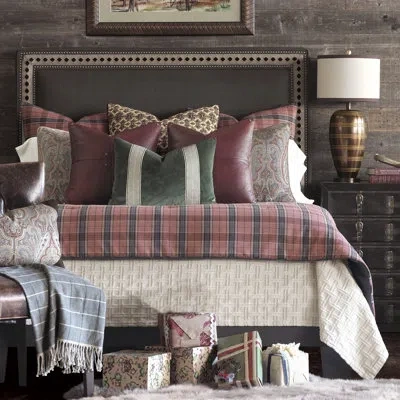 Eastern Accents Carmine Ivory Plaid Cotton Blend Coverlet Set