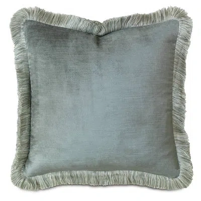 Eastern Accents Central Park By Barclay Butera Square Velvet Pillow Cover & Insert In Blue