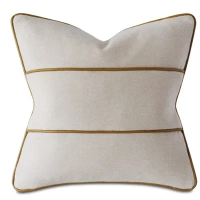 Eastern Accents Charlotte Moss Dublin Flannel Block Square Cotton Pillow Cover & Insert In Tan
