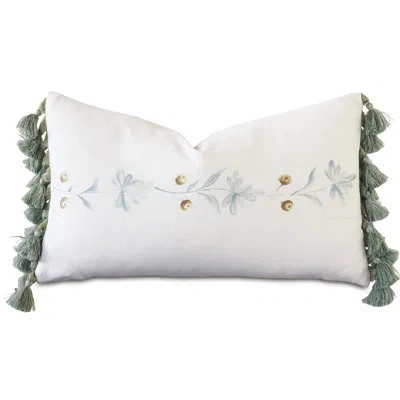 Eastern Accents Charlotte Moss Stockholm Hand Painted Linen Pillow Cover & Insert In Green