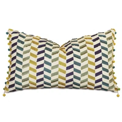 Eastern Accents Claire By Alexa Hampton Ball Trim Decorative Rectangular Linen Pillow Cover & Insert In Blue;green;yellow